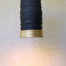 Handmade Ceramic Cylinder Pendant Light Black & Gold Carved Texture - thumbnail 4