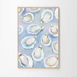 Oyster Shell Seaside Art Canvas Poster, Kitchen Wall Art, Bright Aesthetic Decor, Retro Home Printed Gift - thumbnail 2