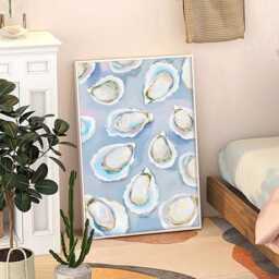 Oyster Shell Seaside Art Canvas Poster, Kitchen Wall Art, Bright Aesthetic Decor, Retro Home Printed Gift - thumbnail 3