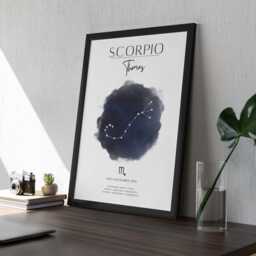 Personalised Star Sign Constellations Print & Frame Gift - Astronomy Astrology Zodiac Art Wall Decor For Her Him Boyfriend Girlfriend Boho - thumbnail 2