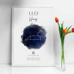 Personalised Star Sign Constellations Print & Frame Gift - Astronomy Astrology Zodiac Art Wall Decor For Her Him Boyfriend Girlfriend Boho - thumbnail 3
