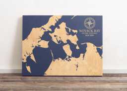 Noyack Bay, New York Map - Engraved Wood Coastal Chart Wall Art Sign, Beach House Home Decor Nautical Print, Unique Personalized Family Gift - thumbnail 1