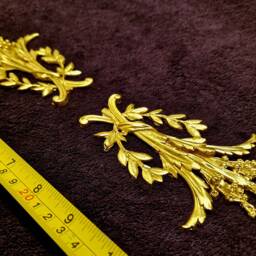 Pair Ornate Applique Gilt Or White French Style Decorative Wall Furniture Onlay Moulding Pediment Plastic Decoration - thumbnail 2