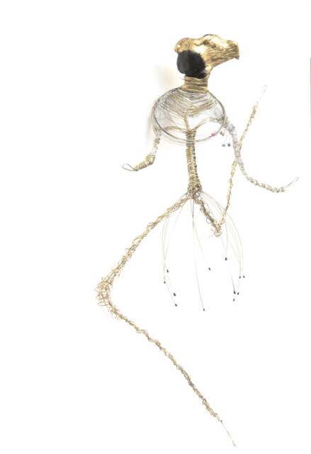 Ballet Dancer Polymer Clay, Wire, Metal Mesh Sculpture Ooak/Abstract Modern Art - image 1