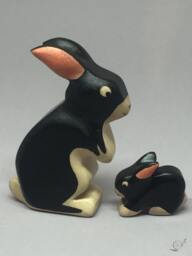 Toy Rabbit + Bunny Wooden Black+White Colourful Standing Easter Bunny Size 4, 5 X 8, 5 2, 0 cm - Bxhxs Approx. 25, 5 G - thumbnail 1