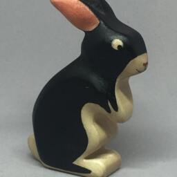 Toy Rabbit + Bunny Wooden Black+White Colourful Standing Easter Bunny Size 4, 5 X 8, 5 2, 0 cm - Bxhxs Approx. 25, 5 G - thumbnail 2