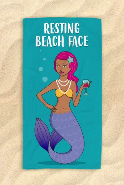 Free Shipping Worldwide - Resting Beach Face Beautiful Mermaid Towel Hit The in Style [Gift Idea] Gifts 30