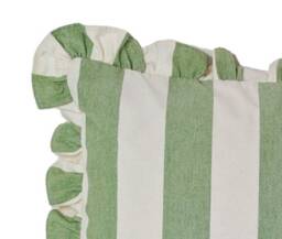 Handmade Ruffled Cushion Cover Sage Green Stripe Ian Mankin Cotton - thumbnail 3