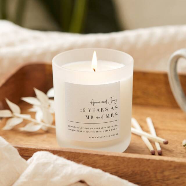 Personalised 16Th Anniversary Gift - Wax Wedding Gifts For Couple Scented Candle - image 1