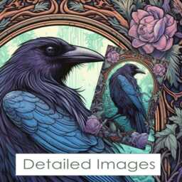 Purple Rose & Raven Decoupage Artwork For Home Decor Fantasy Design Print Or Tissue Paper Crafting, A3, A4 A5 - thumbnail 3