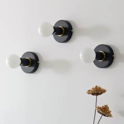Minimal Single Wall Sconce - Black Surface Mount Ceiling Light Industrial Modern Fixture For Bedroom, Bathroom Vanity, Hallway & Kitchen - thumbnail 1