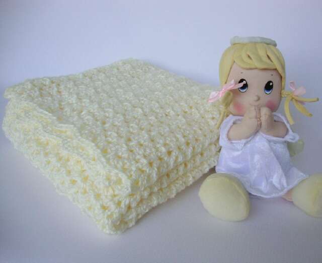 Hand-Crocheted Creamy White Baby Blanket Soft Acrylic Crib Blanket - image 1