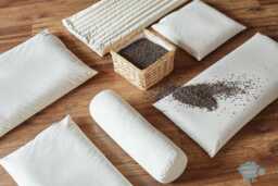 Buckwheat Pillow Set - 2 Organic Cotton Bed Pillows With Zipped Cases - thumbnail 1