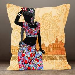 African Woman Decor Pillow Cover/Ethnic Decorative Pillow-Rustic Case-African Authentic Cushion Cover/Digital Print Throw Cushioncase - thumbnail 4