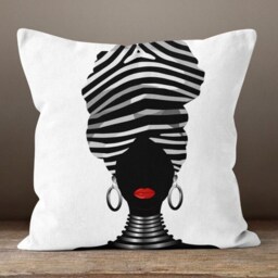 African Woman Decor Pillow Cover/Ethnic Decorative Pillow-Rustic Case-African Authentic Cushion Cover/Digital Print Throw Cushioncase - thumbnail 3