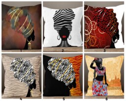 African Woman Decor Pillow Cover/Ethnic Decorative Pillow-Rustic Case-African Authentic Cushion Cover/Digital Print Throw Cushioncase