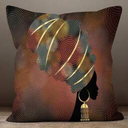 African Woman Decor Pillow Cover/Ethnic Decorative Pillow-Rustic Case-African Authentic Cushion Cover/Digital Print Throw Cushioncase - thumbnail 2