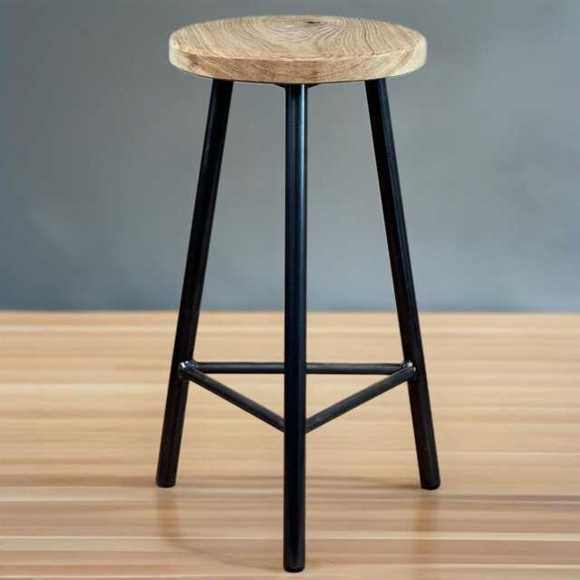 Handcrafted Oak Bar Stool Stable Three-Legged Design, Made in UK - image 1
