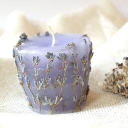 Lavender Botanical Candle - Scented Tea Light - Summer Floral Wedding Decor Purple Centerpiece Bride Gift Ideas Bridal Shower Favor - thumbnail 2