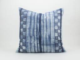 Vintage Hmong Batik Pillow Cover Handspun Indigo, Ethnic Decor - 20x20 - thumbnail 1