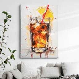 Whiskey Cola Glass Beverage Watercolor Drink Painting Framed Poster Print & Canvas Wall Decor Art Bedroom Home Interior Bar Gift - thumbnail 1