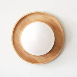 Maple Wood & Opal Glass Shade Wall Fixture Light Bedside Lighting Kitchen Lights Mudroom Sconce - thumbnail 2