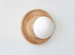 Maple Wood & Opal Glass Shade Wall Fixture Light Bedside Lighting Kitchen Lights Mudroom Sconce