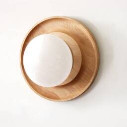 Maple Wood & Opal Glass Shade Wall Fixture Light Bedside Lighting Kitchen Lights Mudroom Sconce - thumbnail 3