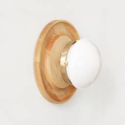 Maple Wood & Opal Glass Shade Wall Fixture Light Bedside Lighting Kitchen Lights Mudroom Sconce - thumbnail 4