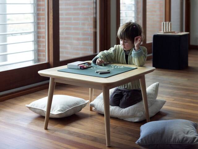 Taula Pissarra, Table With Blackboard, 63x63x47cm. Side Table, Table Of Wood, For Children - image 1