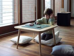Taula Pissarra, Table With Blackboard, 63x63x47cm. Side Table, Table Of Wood, For Children - thumbnail 1