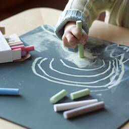 Taula Pissarra, Table With Blackboard, 63x63x47cm. Side Table, Table Of Wood, For Children - thumbnail 2