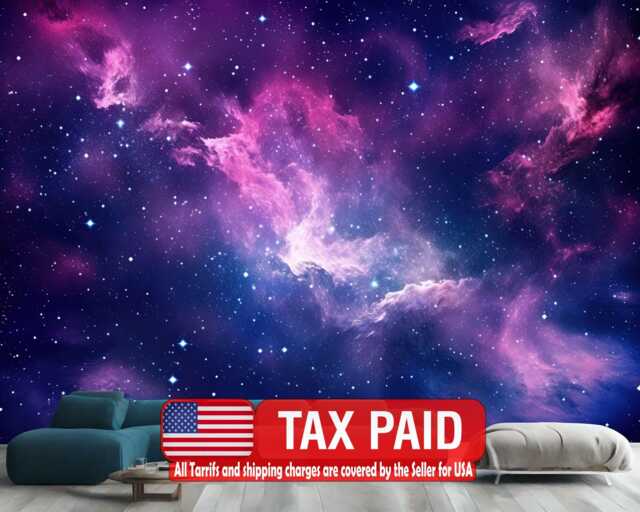 Galaxy Stars Wall Mural Purple & Blue Astronomy Peel Stick Wallpaper - image 1