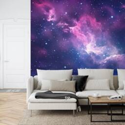 Galaxy Stars Wall Mural Purple & Blue Astronomy Peel Stick Wallpaper - thumbnail 3