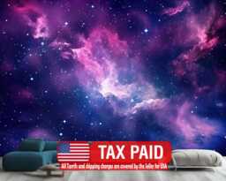 Galaxy Stars Wall Mural Purple & Blue Astronomy Peel Stick Wallpaper - thumbnail 1