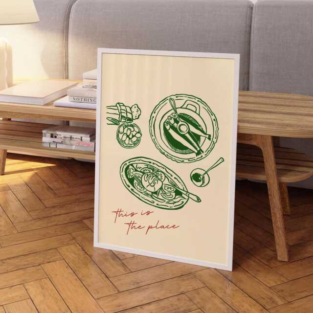 This Is The Place Kitchen Art Print, Green Gallery, Dining Room Wall Art, Dinner Party Poster, Trendy Gallery Print - image 1