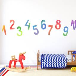 Watercolor Numbers 1-10 Wall Decals Rainbow Kids Room Decor - thumbnail 2
