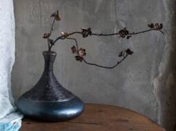 Metal Sculpture Sakura Japanese Cherry Blossom With A Vase, Made From Iron & Copper By The Steel Style Things
