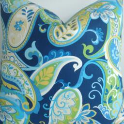 Coastal Paisley Pillow Cover - Caribbean Blue, Aqua, Turquoise - thumbnail 2