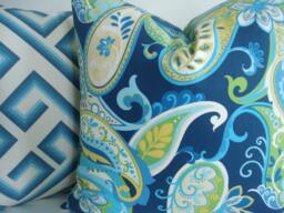 Coastal Paisley Pillow Cover - Caribbean Blue, Aqua, Turquoise - thumbnail 1