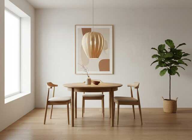 Wooden Globe Pendant Lamp - Geometric Mid-Century Modern Scandinavian Light Fixture - image 1