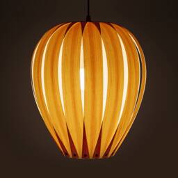 Wooden Globe Pendant Lamp - Geometric Mid-Century Modern Scandinavian Light Fixture - thumbnail 3