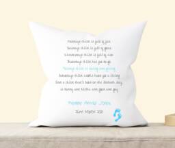 Personalised Monday's Child Nursery Cushion, Baby Christening Cushion Pillow, Decor, New Gift, Poem - thumbnail 1