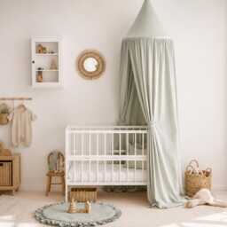 Kids Bed Canopy, Canopy Sage Green, Hanging Crib Tent, Muslin Baldachin - thumbnail 4