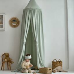Kids Bed Canopy, Canopy Sage Green, Hanging Crib Tent, Muslin Baldachin - thumbnail 3