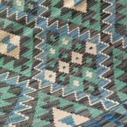 Kilim Rug Turquoise, Handmade Artisan Afghan Turkish Persian Qashqai Kilim, Moroccan Navajo Bohemian Natural Wool Flatweave 123x80 cm - thumbnail 4