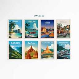 Southeast Asia Travel Poster Set Retro Asian Art Prints - thumbnail 4