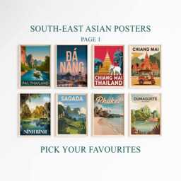 Southeast Asia Travel Poster Set Retro Asian Art Prints