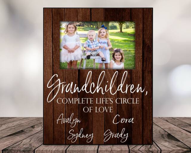 Personalized Gift For Grandparents From Grandchildren Grandma Photo Grand Kids Wall Art Perkeepsake - image 1
