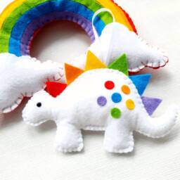 Rainbow Dinosaur. Spinosaurus With Rainbow Coloured Spikes in Either Bright Or Pastel Colours - thumbnail 2